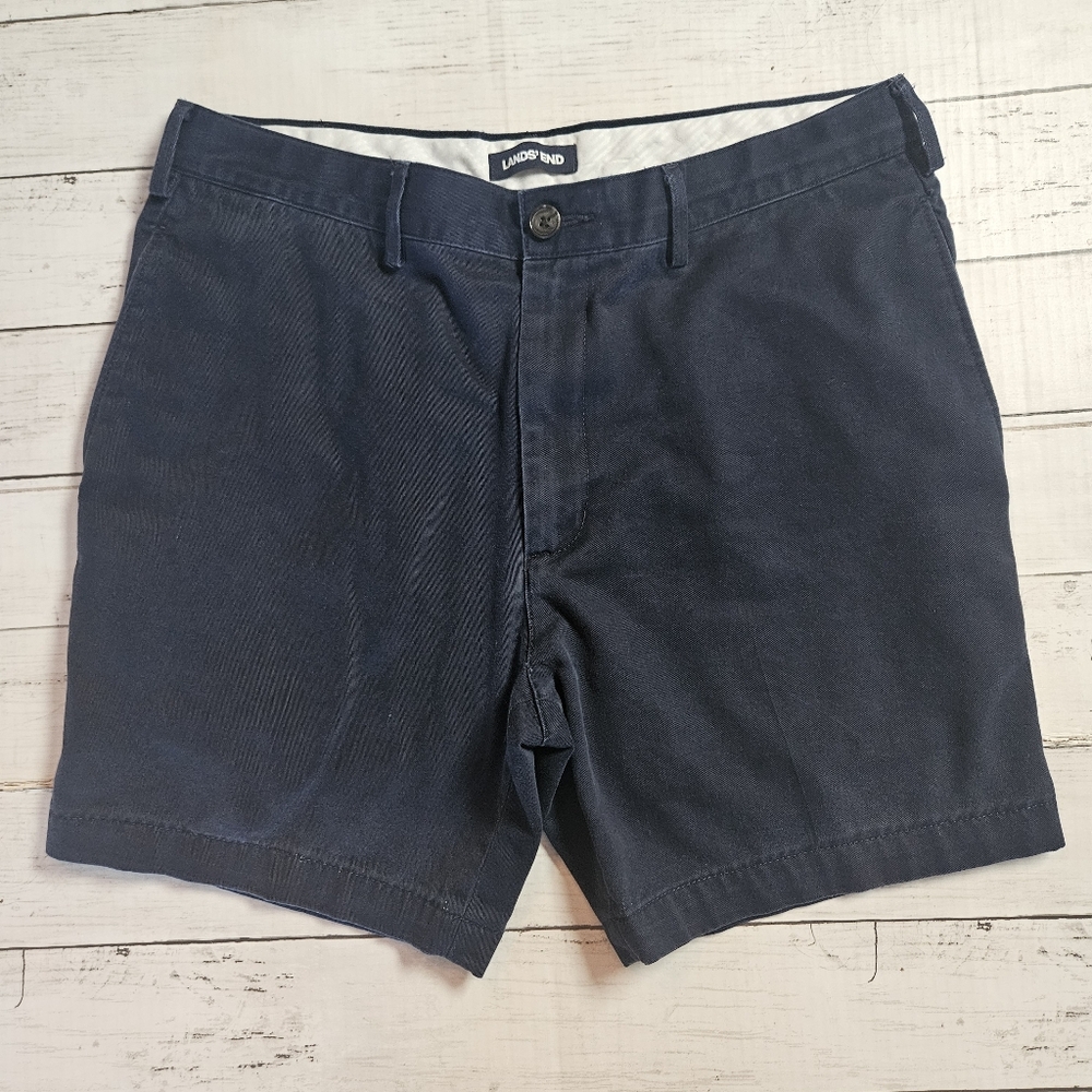 Lands End Navy Chino Shorts‎ Mens 34" Traditional Fit